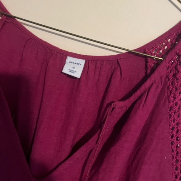 Old navy summer linen blend lined crochet shoulder dress size M - Picture 2 of 6